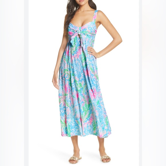 Lilly Pulitzer® Sabrinah Knot Front Dress Coral Bay size 12 - Picture 2 of 12